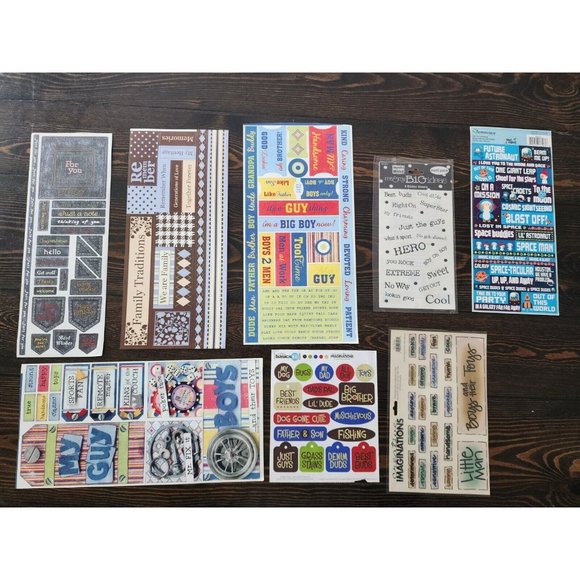 Unbranded Other - LOT Scrapbooking Stickers - Boys Blue Space Hero Men Man - NEW & Retired #10
